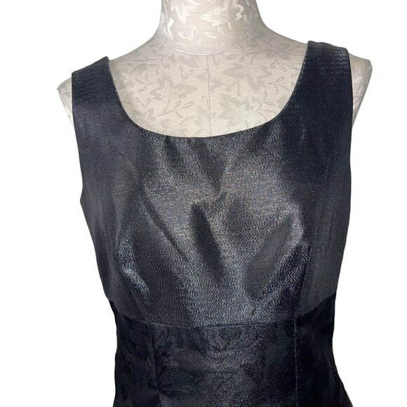 Victor Costa Dress And Jacket Set Size 6 Two Piece Black Floral Jacquard New - Picture 9 of 12